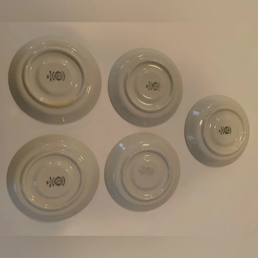 Vintage Set Of 5 Lamberton Sterling Scammell Saucers Mid-Century Hotel Ware 1946
